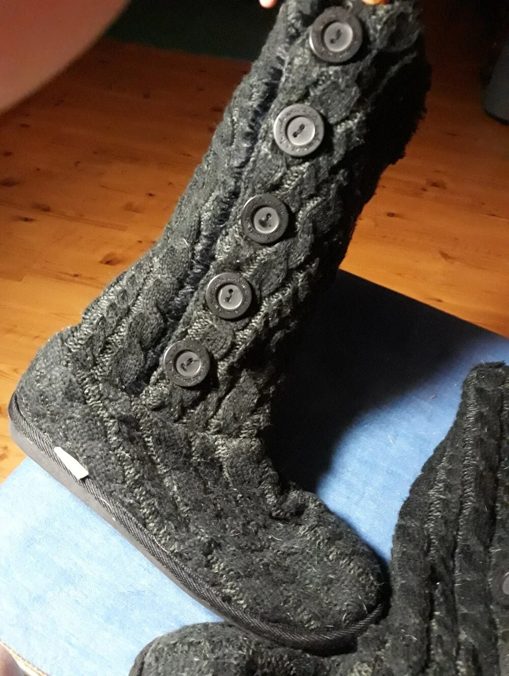 black tall furry boots